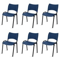 Confezione da 6 sedie Smart con struttura epossidica nera e scocche in plastica (diversi colori)